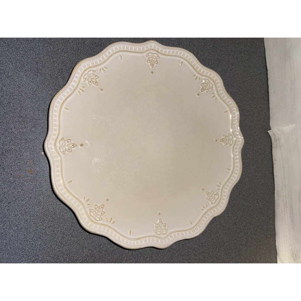 Farmhouse Lace Linen by Pioneer‎ Woman 11" Diameter Stoneware Dinner Plate EUC